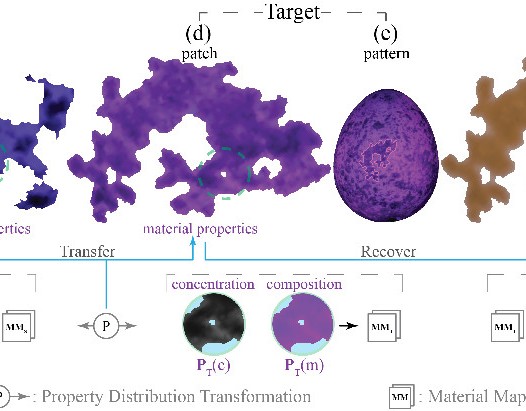 3-D Material Style Transfer for Reconstructing Unknown Appearance in Complex Natural Materials